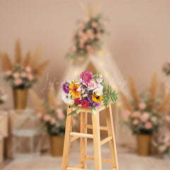 Lofaris Sweet Floral Boho Nude Wall Wedding Backdrop