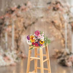 Lofaris Sweet Floral Boho White Curtain Wedding Backdrop