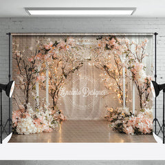 Lofaris Sweet Floral Boho White Curtain Wedding Backdrop