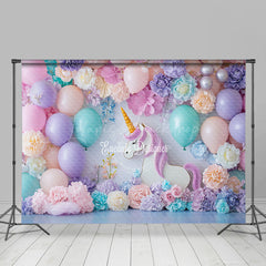Lofaris Sweet Floral Hydrangea Unicorn Cake Smash Backdrop