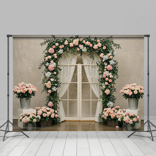 Lofaris Sweet Floral Plants Arched Door Wedding Backdrop