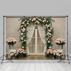 Lofaris Sweet Floral Plants Arched Door Wedding Backdrop