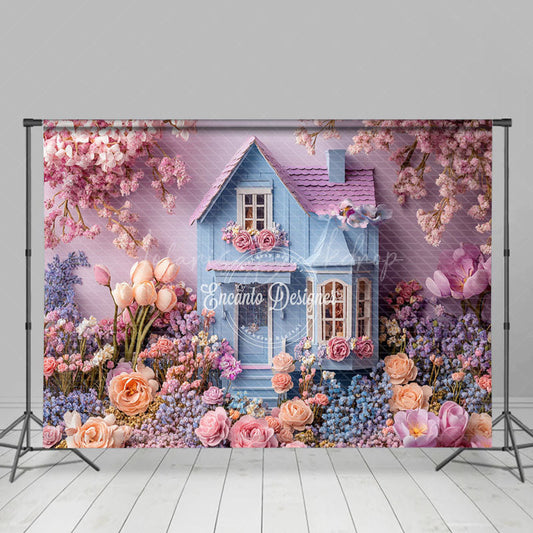 Lofaris Sweet Floral Warm Color House Spring Photo Backdrop
