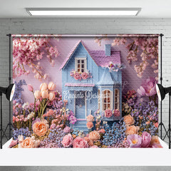 Lofaris Sweet Floral Warm Color House Spring Photo Backdrop