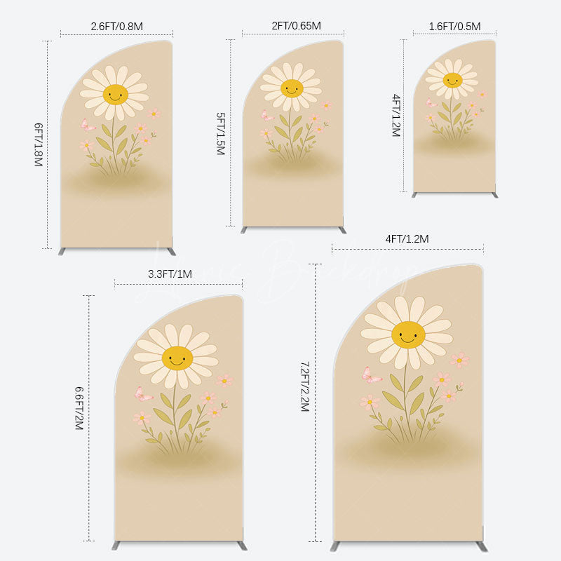 Lofaris Sweet Flower Butterfly Happy Birthday Half Moon Arch Backdrop