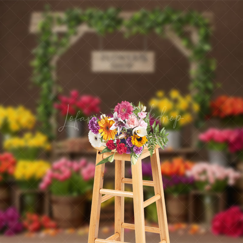 Lofaris Sweet Flower Shop Wooden Outdoor Wedding Backdrop
