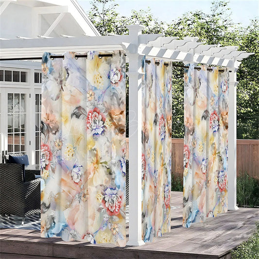 Lofaris Sweet Fresh Rose Waterproof Printed Outdoor Curtains