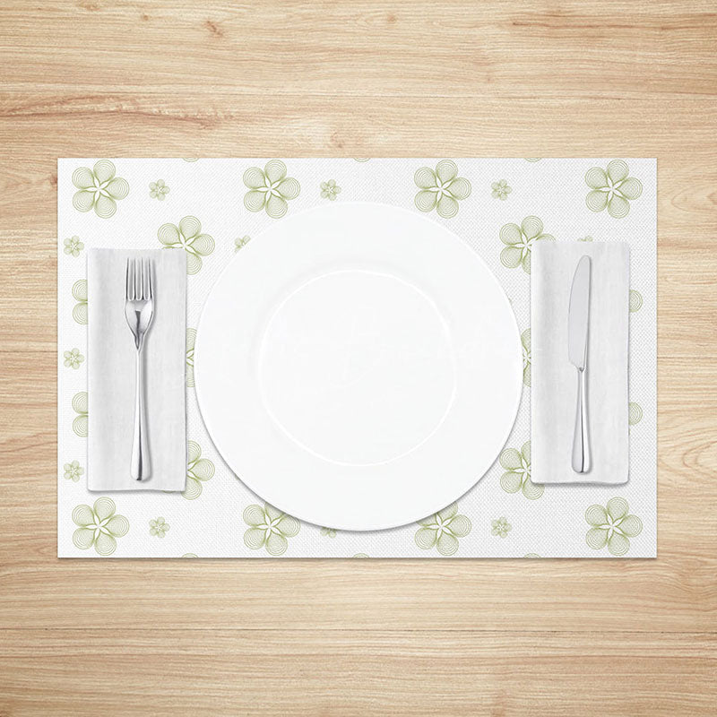 Lofaris Sweet Green Boho Floral Placemats Set of 4 Repeating Flower Pattern for Farmhouse Kitchen Table Decor