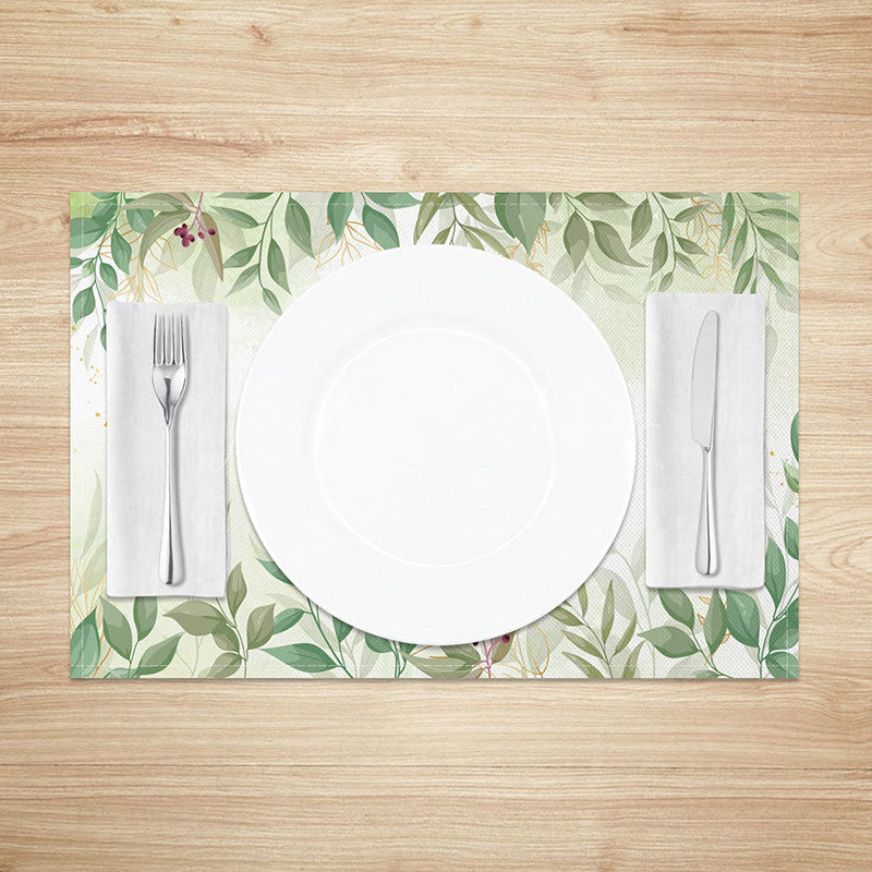 Lofaris Sweet Green Boho Leaf Placemats Set of 4 for Spring Farmhouse and Botanical Themed Kitchen Dining