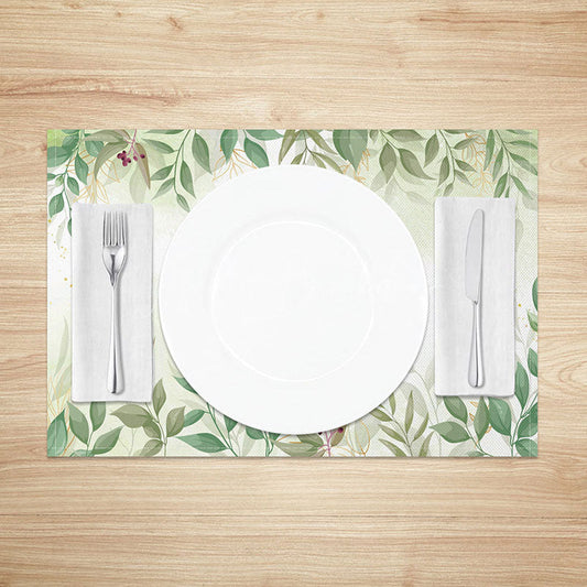 Lofaris Sweet Green Boho Leaf Placemats Set of 4 for Spring Farmhouse and Botanical Themed Kitchen Dining