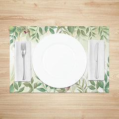 Lofaris Sweet Green Boho Leaf Placemats Set of 4 for Spring Farmhouse and Botanical Themed Kitchen Dining