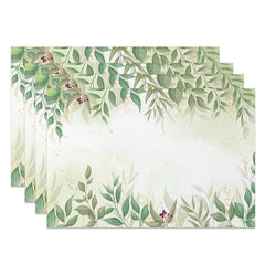 Lofaris Sweet Green Boho Leaf Placemats Set of 4 for Spring Farmhouse and Botanical Themed Kitchen Dining