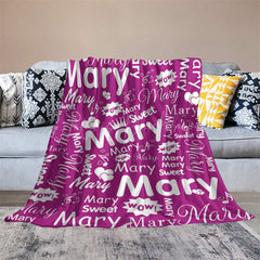 Lofaris Sweet Heart Crown Purple White Custom Name Blanket