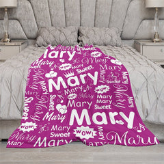 Lofaris Sweet Heart Crown Purple White Custom Name Blanket
