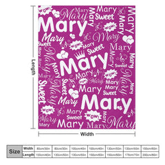 Lofaris Sweet Heart Crown Purple White Custom Name Blanket