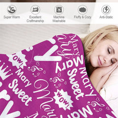 Lofaris Sweet Heart Crown Purple White Custom Name Blanket