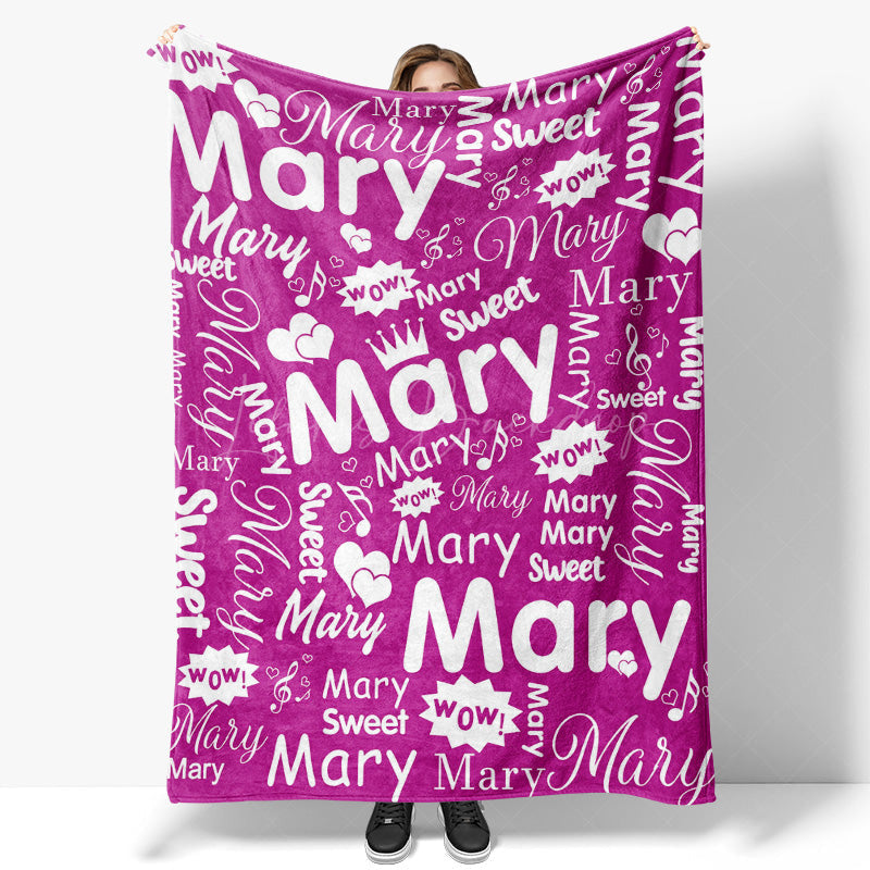 Lofaris Sweet Heart Crown Purple White Custom Name Blanket