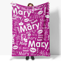 Lofaris Sweet Heart Crown Purple White Custom Name Blanket