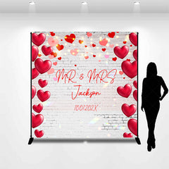 Lofaris Sweet Hearts White Bricks Custom Wedding Backdrop