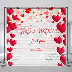 Lofaris Sweet Hearts White Bricks Custom Wedding Backdrop