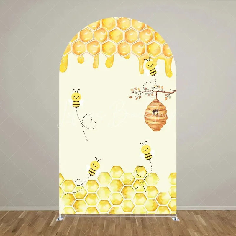 Lofaris Sweet Honey Bee Baby Shower Backdrop On The Way Gender Reveal Decor Spring Themed Photo Arch