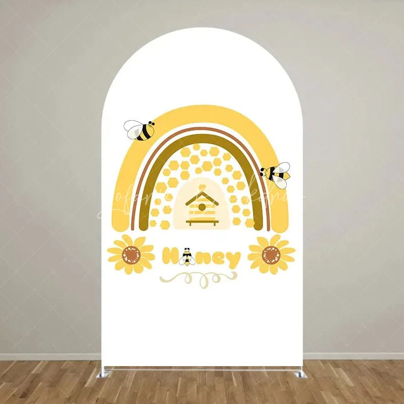 Lofaris Sweet Honey Bee Baby Shower Backdrop On The Way Gender Reveal Decor Spring Themed Photo Arch