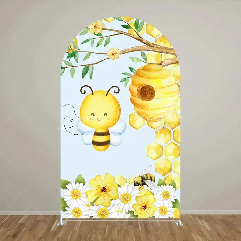 Lofaris Sweet Honey Bee Baby Shower Backdrop On The Way Gender Reveal Decor Spring Themed Photo Arch