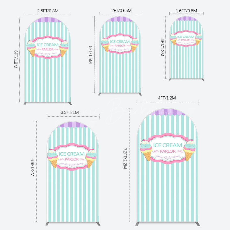 Lofaris Sweet Ice Cream Parlor Happy Birthday Arch Backdrop