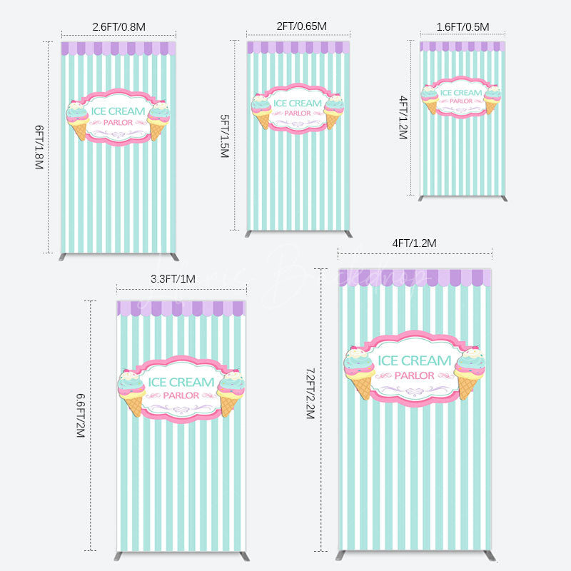 Lofaris Sweet Ice Cream Parlor Happy Birthday Rectangle Backdrop