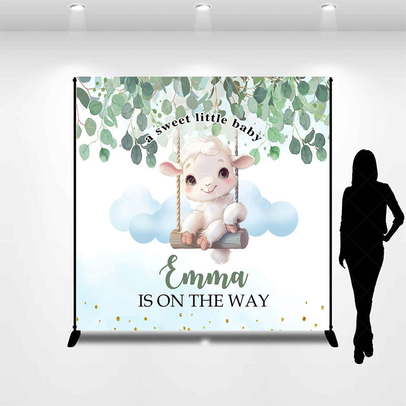Lofaris Sweet Little Baby Lamp Custom Name Shower Backdrop