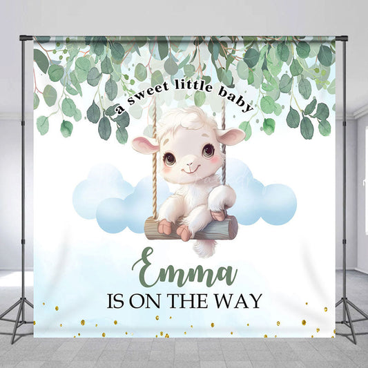 Lofaris Sweet Little Baby Lamp Custom Name Shower Backdrop