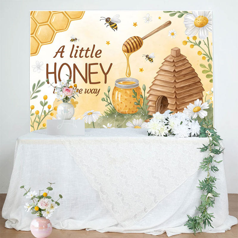 Lofaris Sweet Little Honey Cabin Floral Baby Shower Backdrop