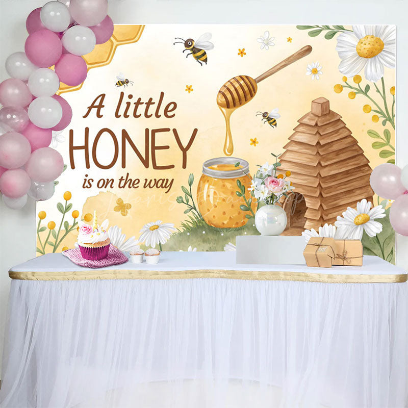 Lofaris Sweet Little Honey Cabin Floral Baby Shower Backdrop