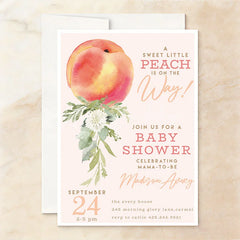 Lofaris Sweet Little Peach Floral Baby Shower Invitation Custom Personalized Party Stationery