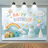 Lofaris Sweet Lovely Baby Blue Sky Happy Birthday Backdrop