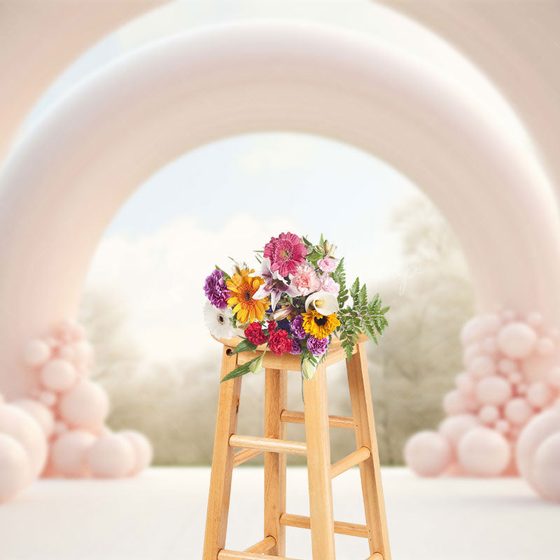 Lofaris Sweet Nude Color Balloon Arched Wedding Backdrop