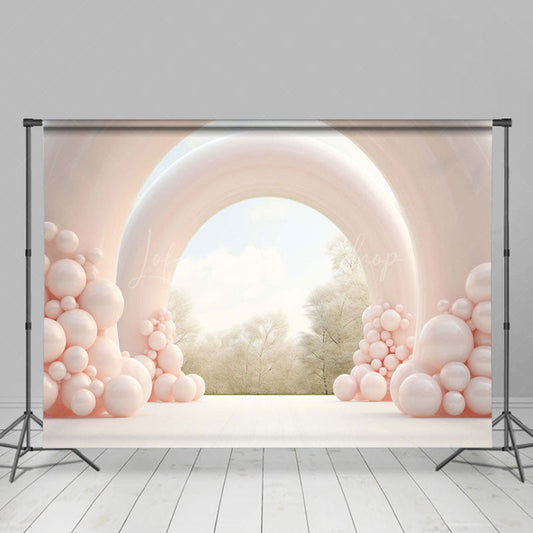 Lofaris Sweet Nude Color Balloon Arched Wedding Backdrop