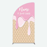 Lofaris Sweet One Pink Girls Birthday Half Moon Arch Backdrop