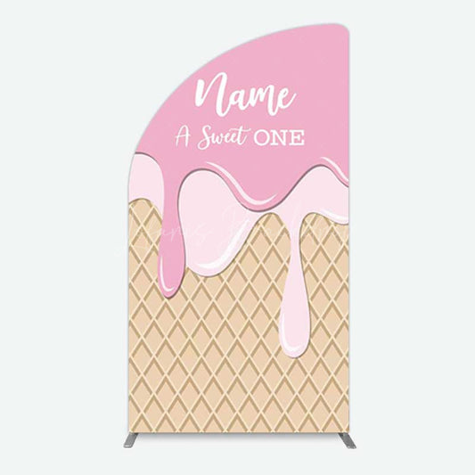 Lofaris Sweet One Pink Girls Birthday Half Moon Arch Backdrop