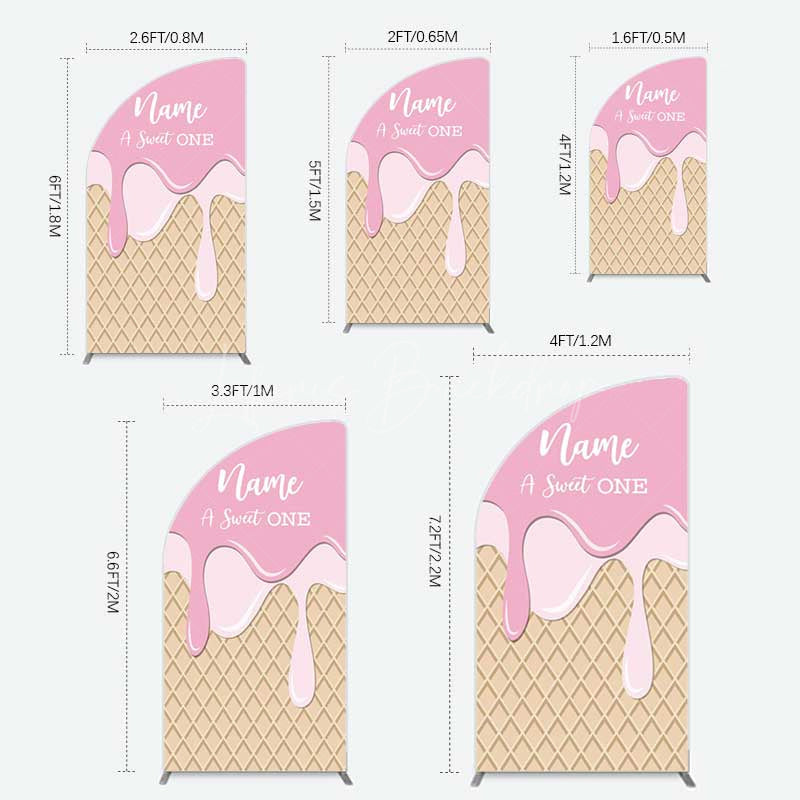 Lofaris Sweet One Pink Girls Birthday Half Moon Arch Backdrop