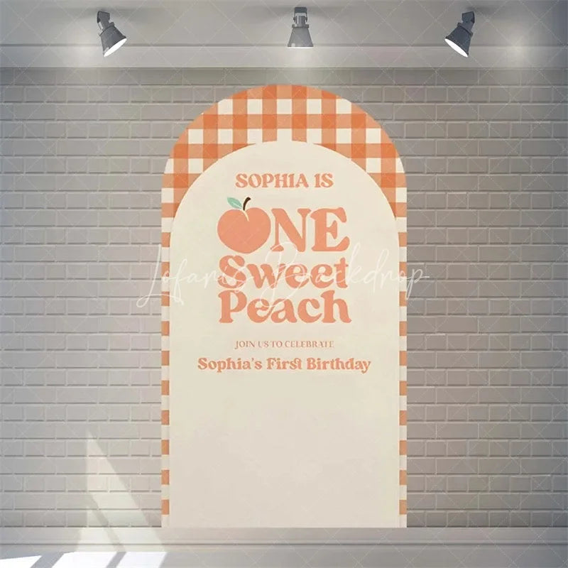 Lofaris Sweet Peach Spring Birthday Backdrop Blossom Floral Arch Decor for Girls Garden Party Photo Booth Background