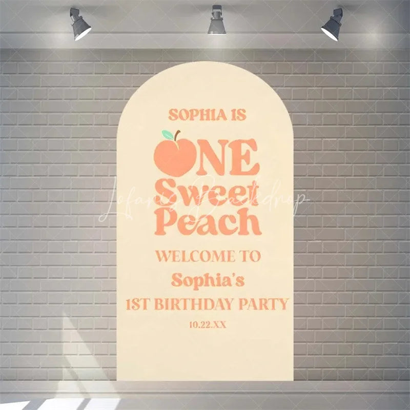 Lofaris Sweet Peach Spring Birthday Backdrop Blossom Floral Arch Decor for Girls Garden Party Photo Booth Background