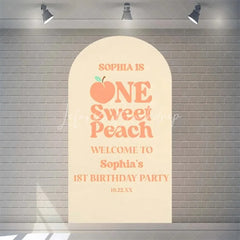 Lofaris Sweet Peach Spring Birthday Backdrop Blossom Floral Arch Decor for Girls Garden Party Photo Booth Background