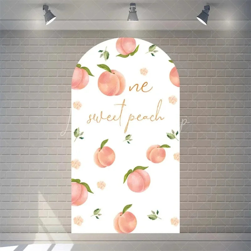 Lofaris Sweet Peach Spring Birthday Backdrop Blossom Floral Arch Decor for Girls Garden Party Photo Booth Background