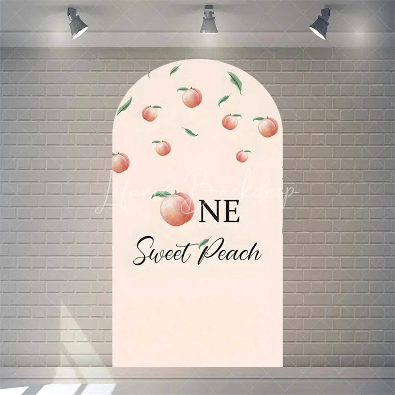 Lofaris Sweet Peach Spring Birthday Backdrop Blossom Floral Arch Decor for Girls Garden Party Photo Booth Background