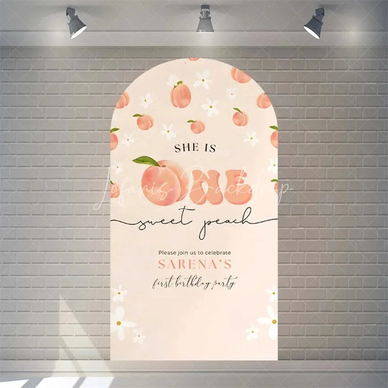 Lofaris Sweet Peach Spring Birthday Backdrop Blossom Floral Arch Decor for Girls Garden Party Photo Booth Background