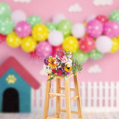 Lofaris Sweet Pink Balloon Arch Kennel Cake Smash Backdrop