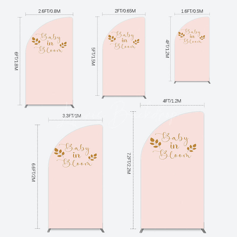 Lofaris Sweet Pink Boho Leaves Baby Shower Half Moon Arch Backdrop