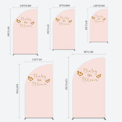 Lofaris Sweet Pink Boho Leaves Baby Shower Half Moon Arch Backdrop