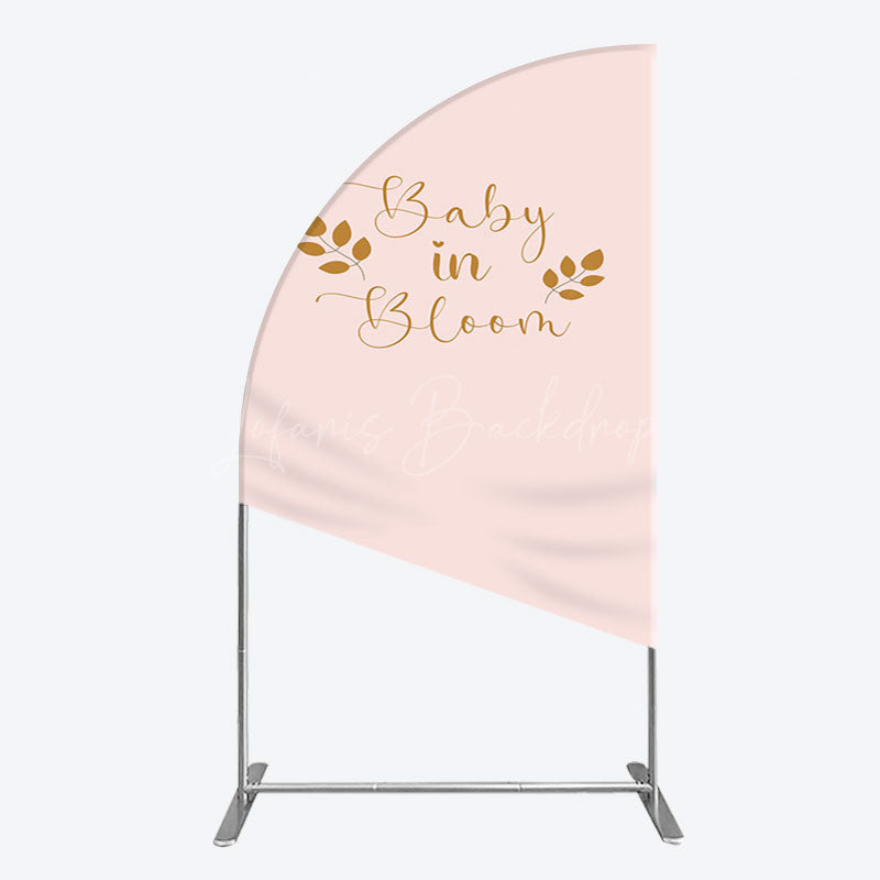Lofaris Sweet Pink Boho Leaves Baby Shower Half Moon Arch Backdrop